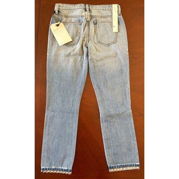 Current/Elliott NWT The Turnt Fling Studded Cuff Straight Crop Jeans Size 23 - Picture 3 of 13